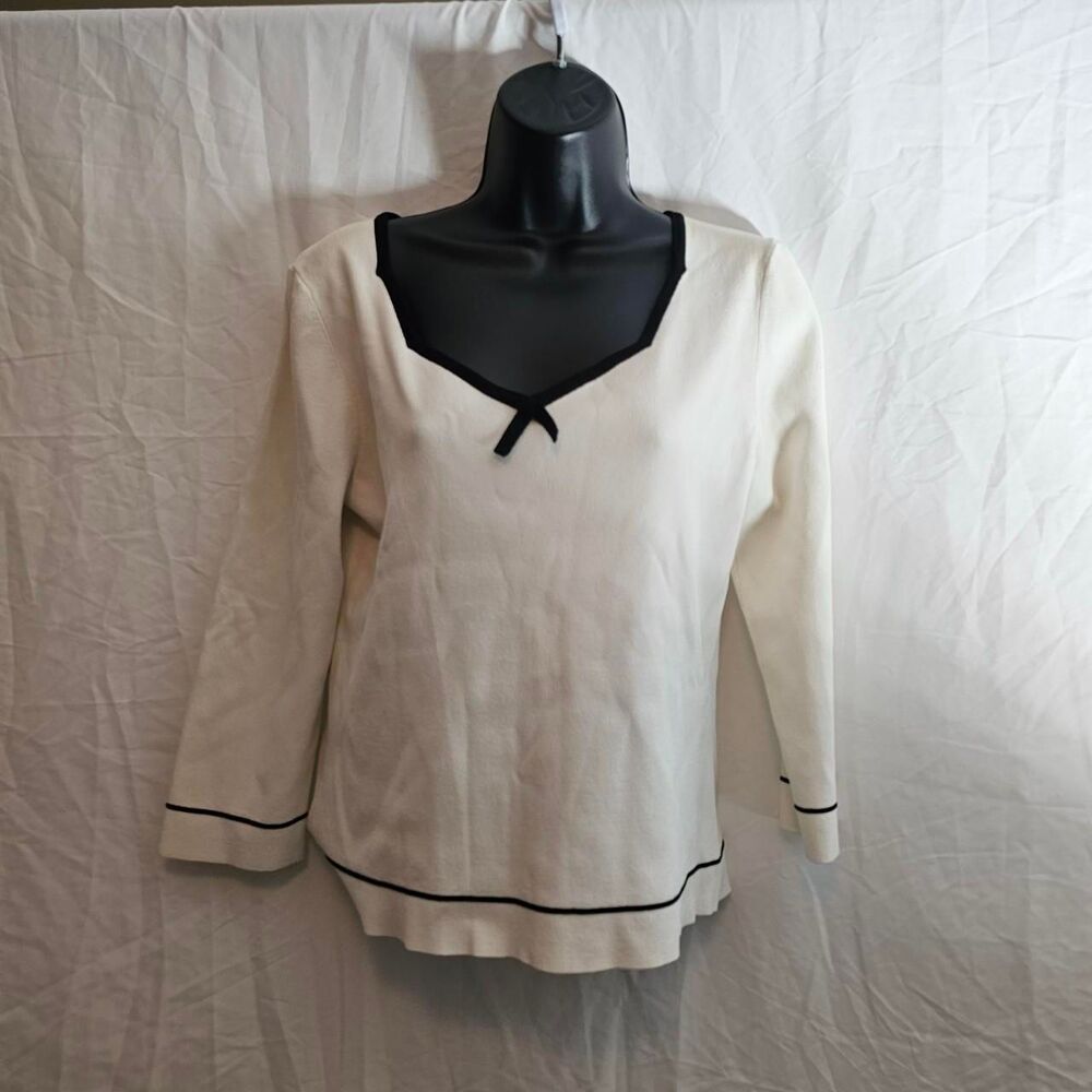 vintage y2k white retro 50s 3/4 sleeve top - Picture 2 of 5